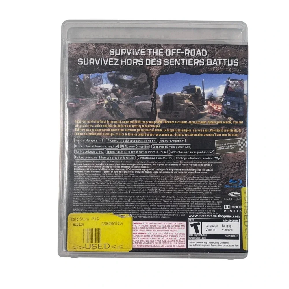 MotorStorm Sony PlayStation 3 PS3 Off-Road Racing Game‎ Resale Case
